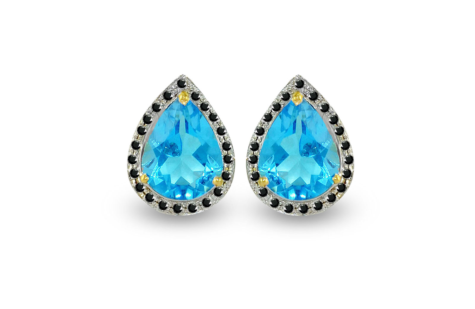 Vera Perla 18K Gold 0.24ct Black Diamonds, Topaz  Earrings